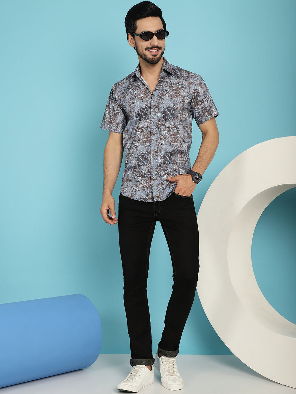Indian Needle Men's Pejali Printed Casual Shirt - Brown