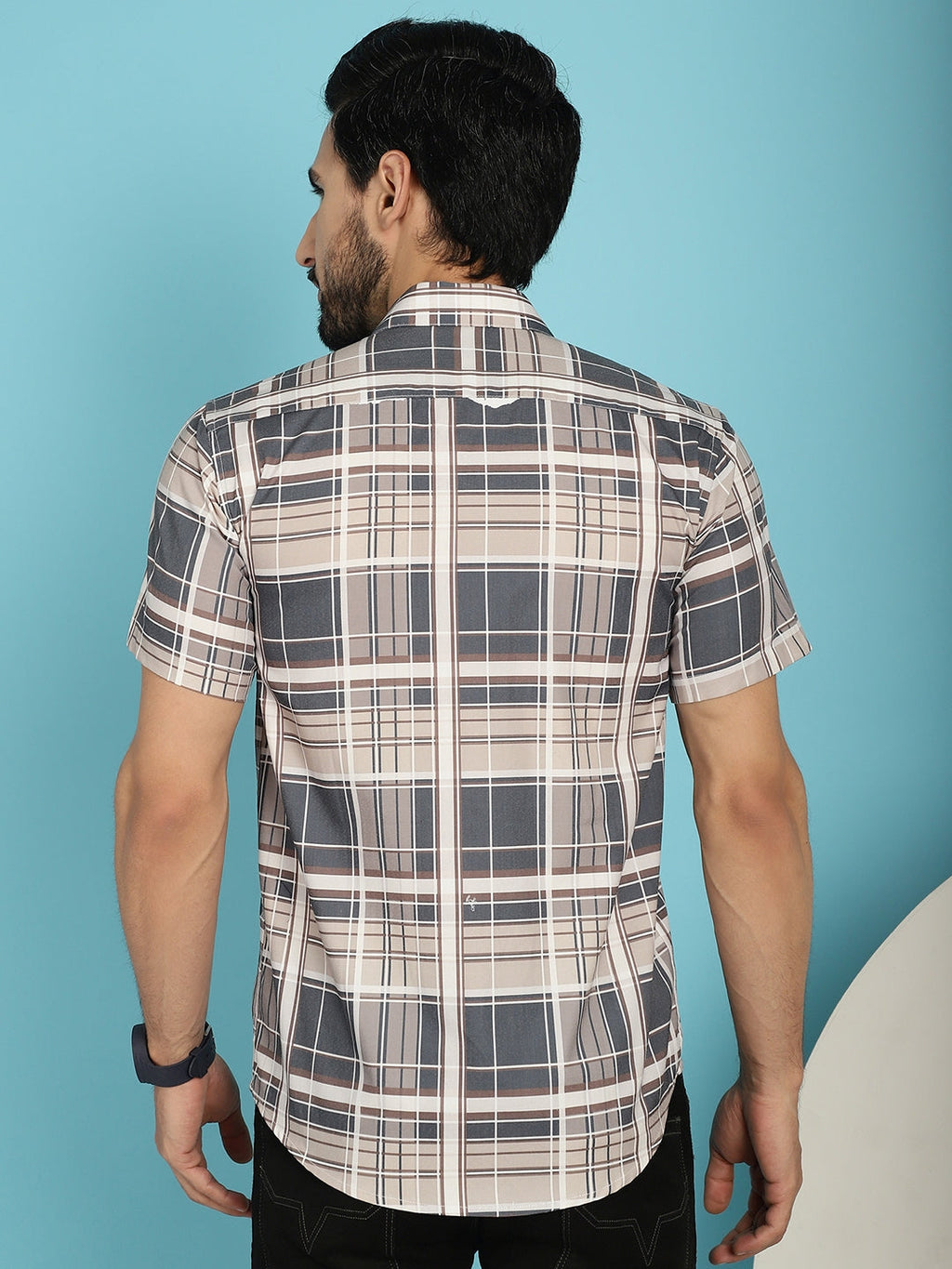 Indian Needle Men's Checked Casual Shirt - Grey