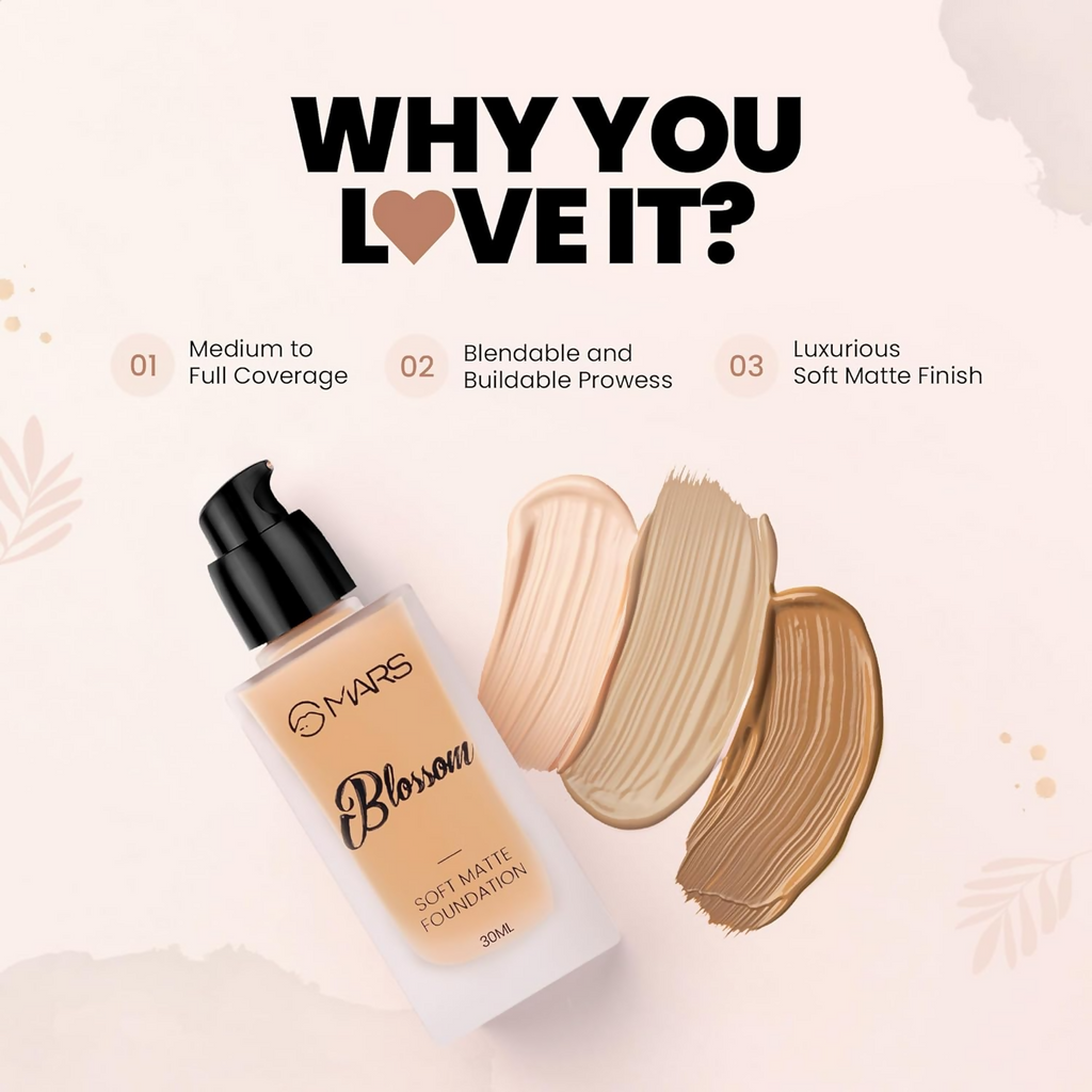MARS Cosmetics Blossom Soft Matte Full Coverage Foundation - 06 Sand Beige