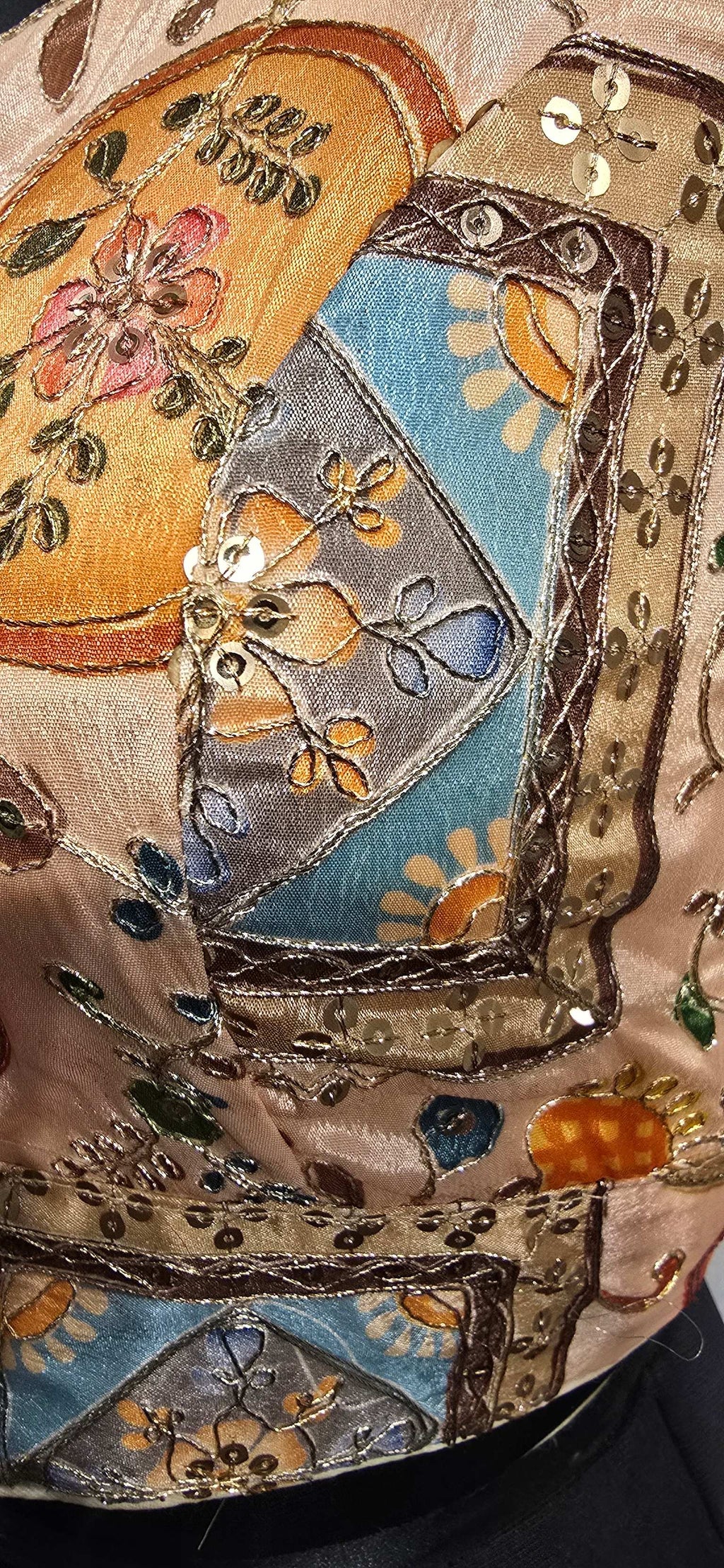Kia Fashions Peach Sequins & Zari Embroidered Readymade Blouse