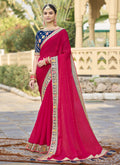 Vegaa Fashion Red Georgette Embroidered Wedding Wear Saree