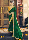 Vegaa Fashion Green Georgette Embroidered Wedding Wear Saree