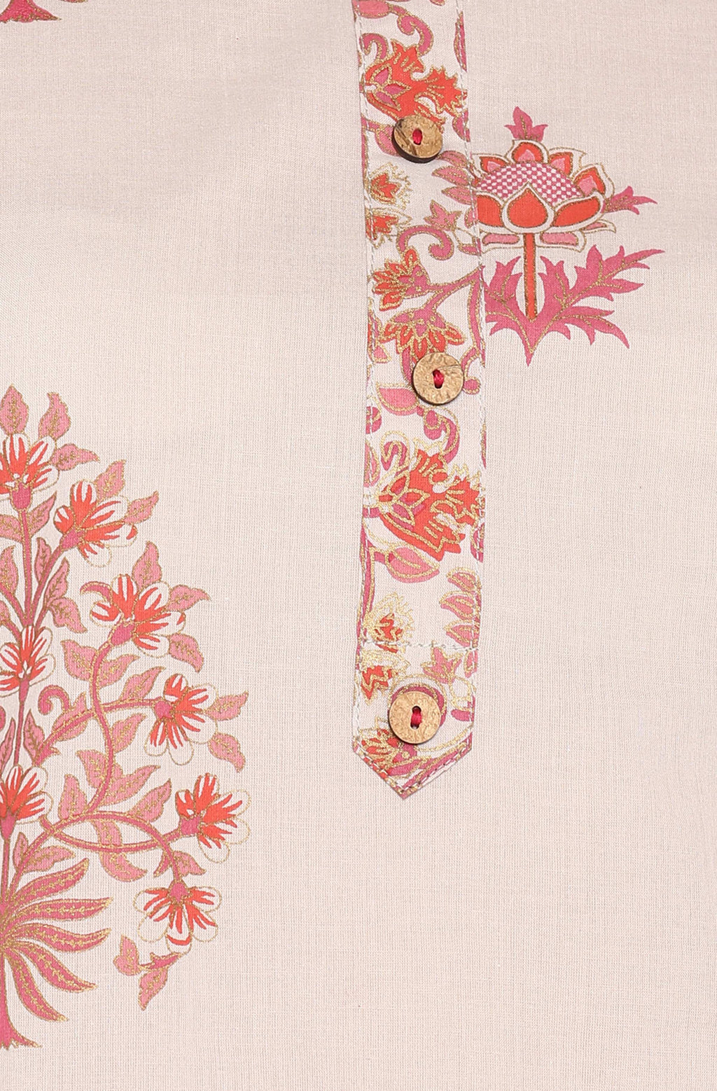Janasya Women's Lilac Cotton Block Print Kurta With Palazzo And Dupatta
