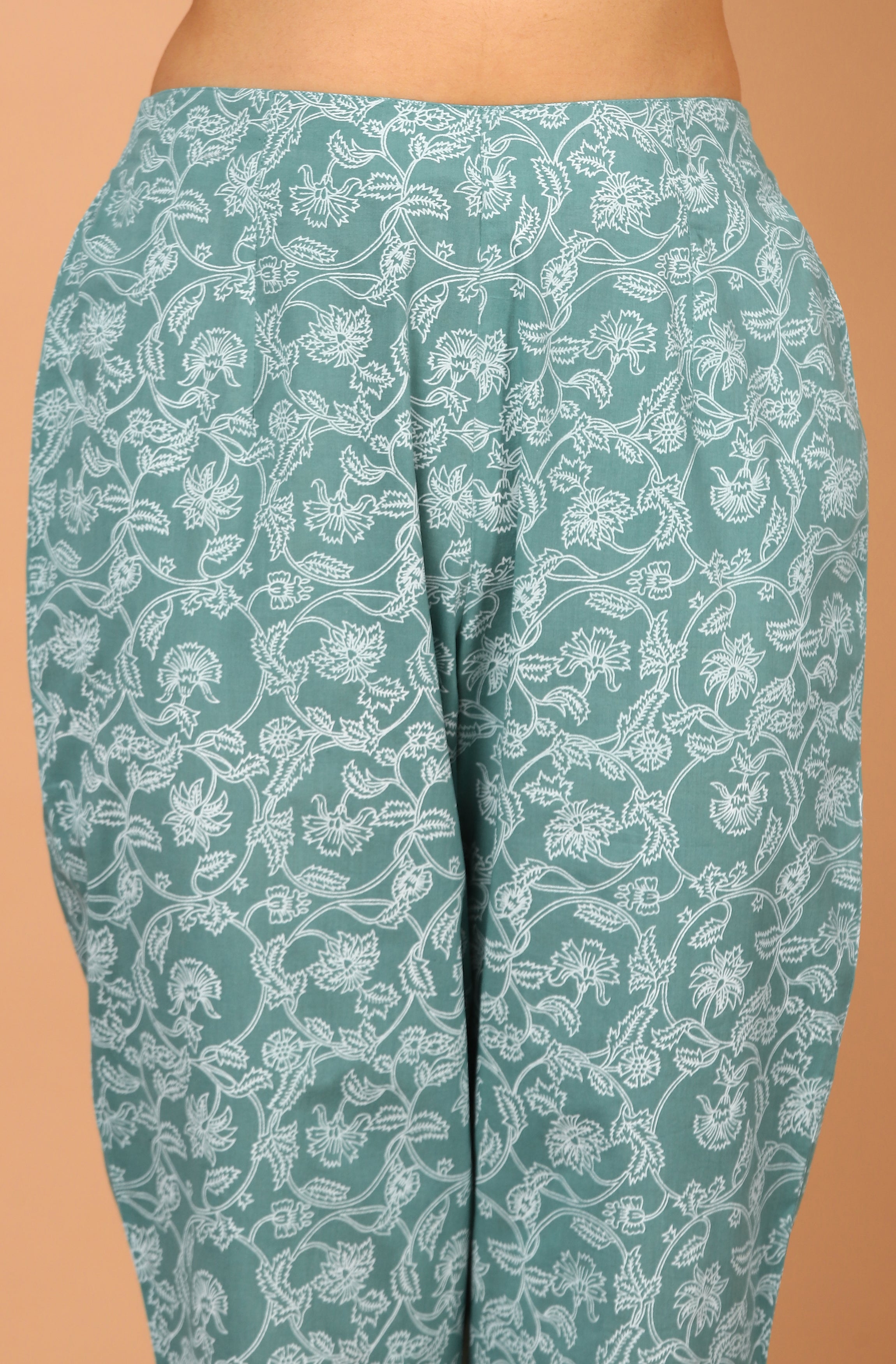 Janasya Women's Turquoise Cotton Striped Kurta With Pant And Dupatta