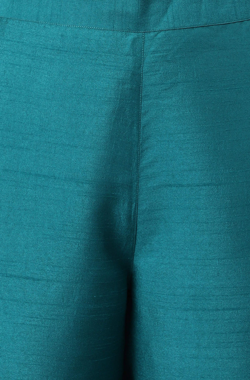 Janasya Women's Teal Poly Silk Solid Straight Casual Kurta Set