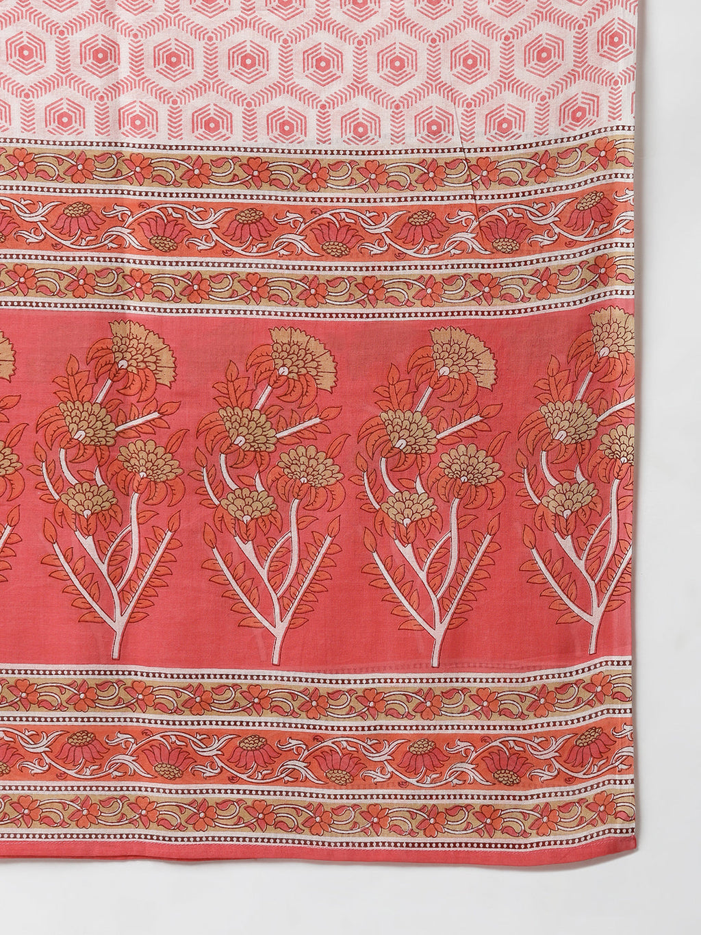 Janasya Women's Pink Cotton Floral Print Kurta With Pant And Dupatta
