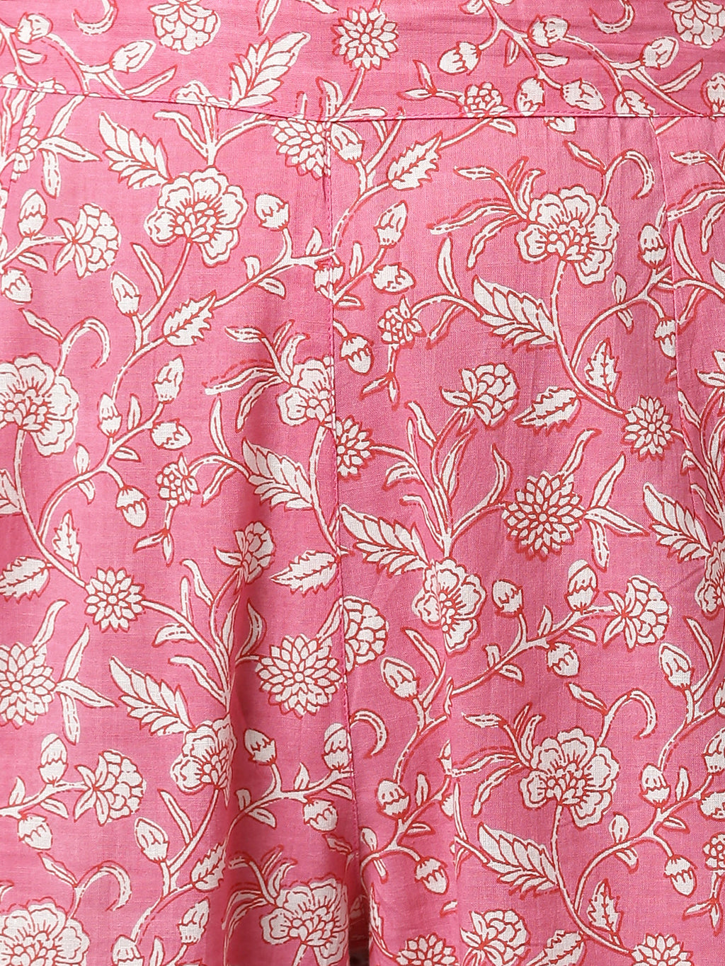 Janasya Women's Pink Cotton Floral Print Kurta With Pant And Dupatta