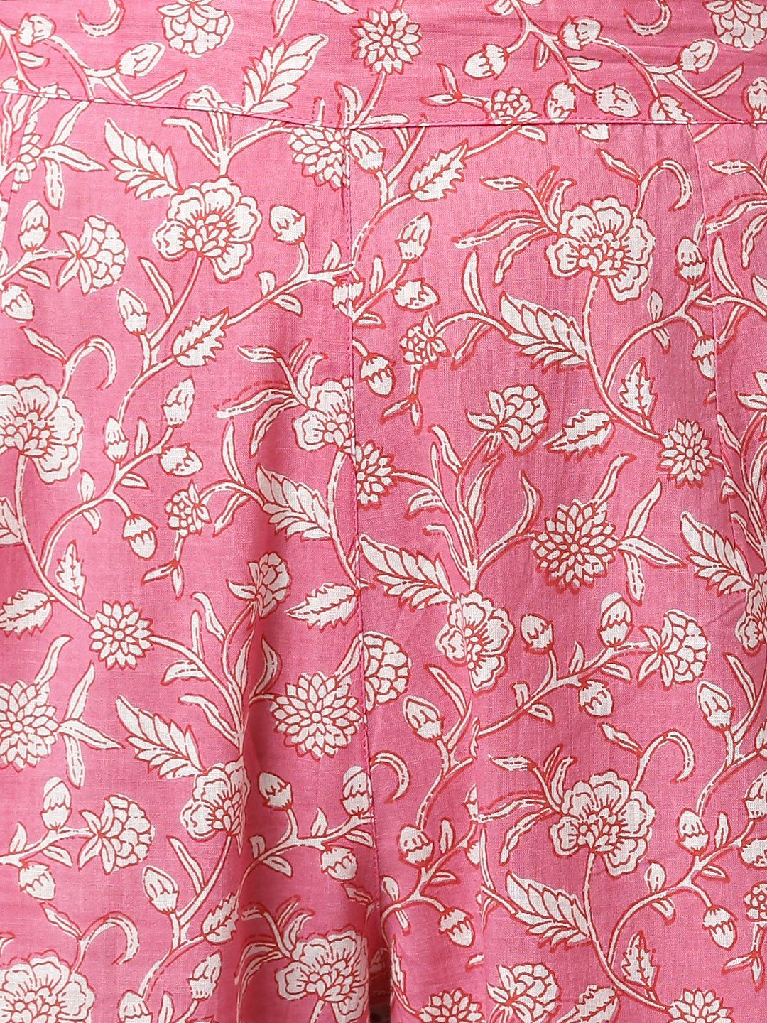 Janasya Women's Pink Cotton Floral Print Kurta With Pant And Dupatta