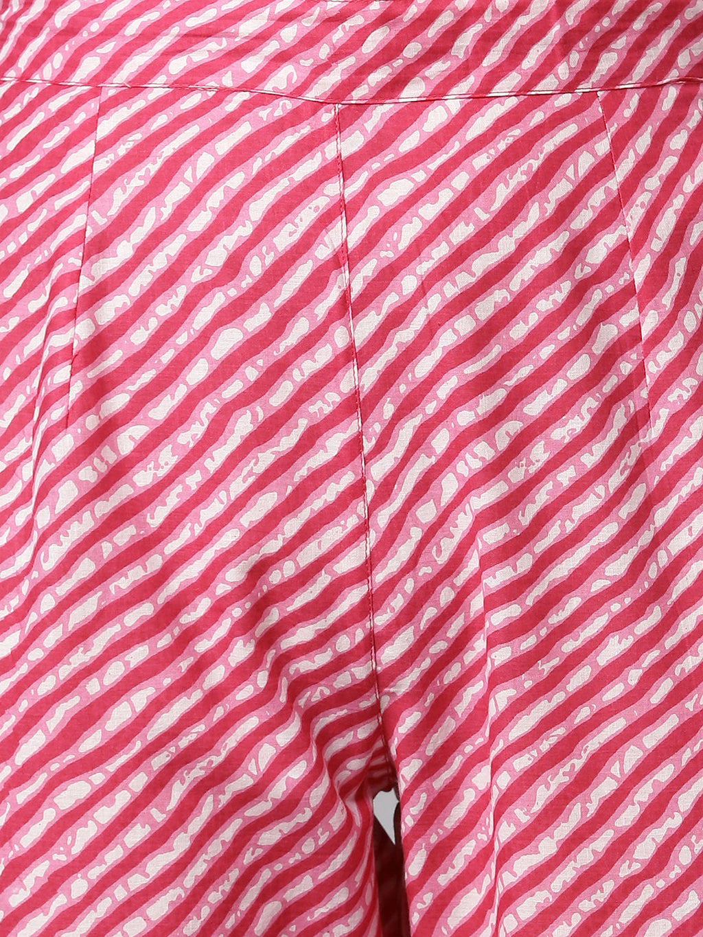 Janasya Women's Pink Cotton Bandhani Kurta With Pant And Dupatta