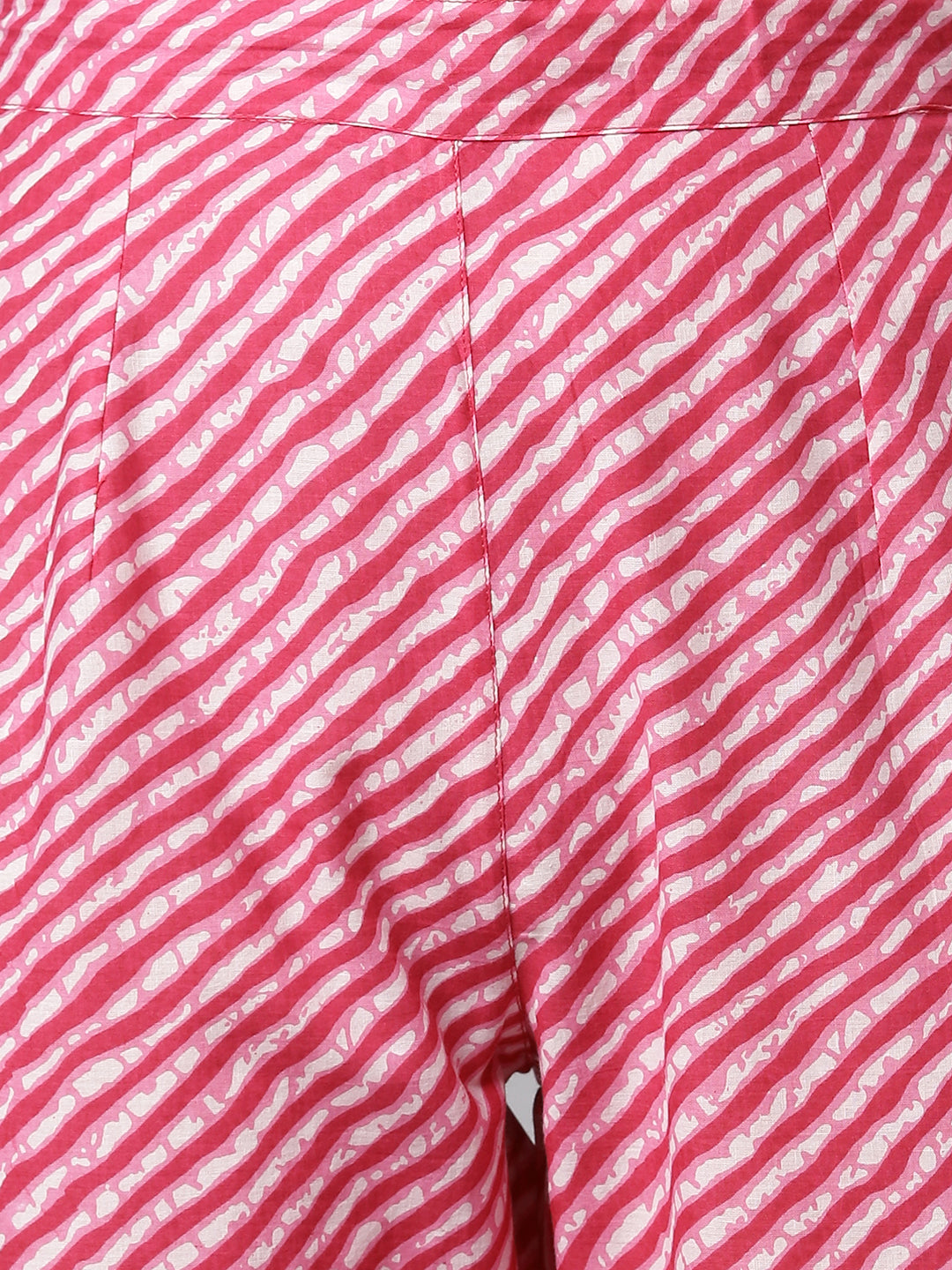Janasya Women's Pink Cotton Bandhani Kurta With Pant And Dupatta
