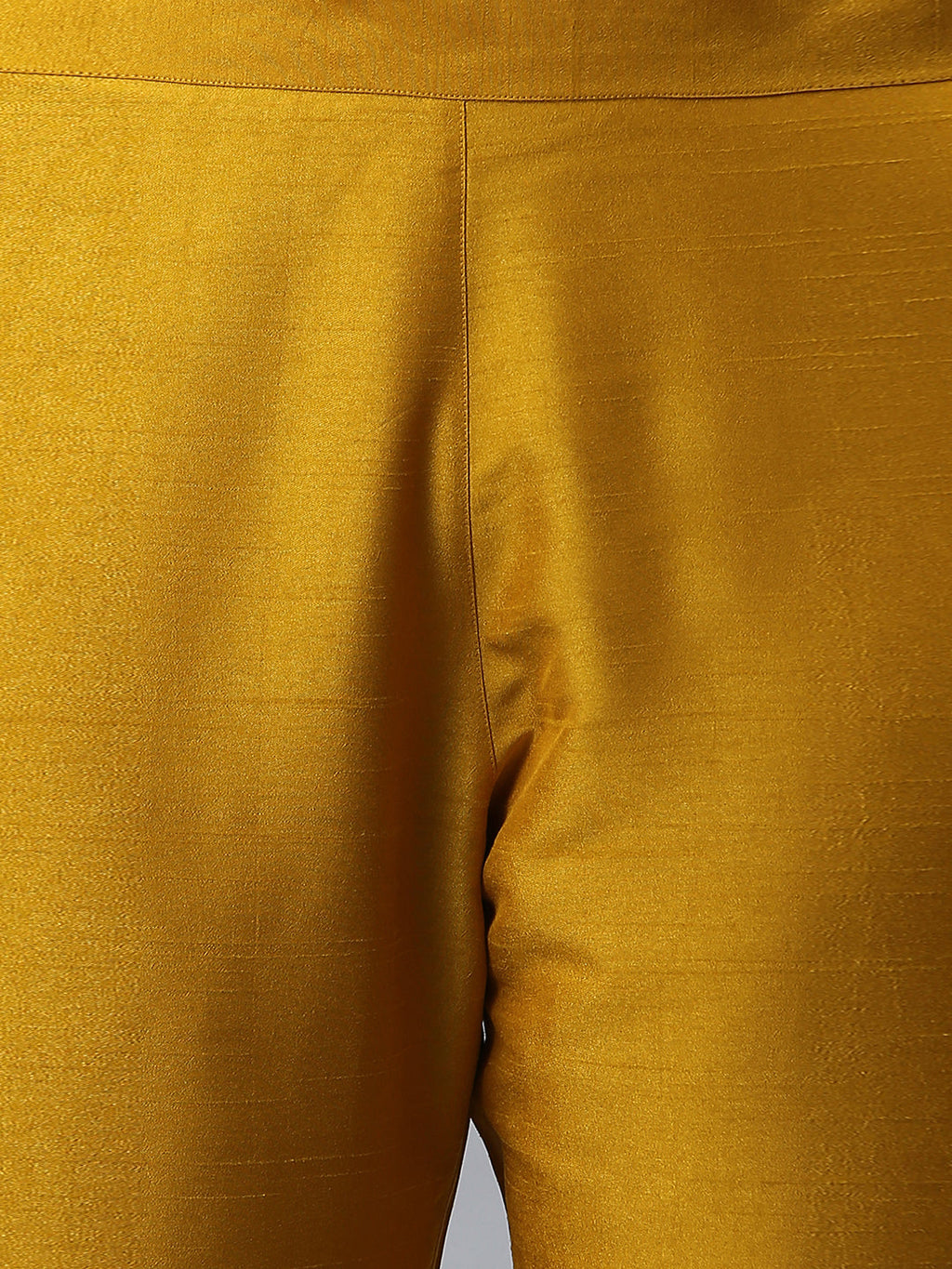 Janasya Women's Mustard Poly Silk Solid Straight Festive Kurta Set