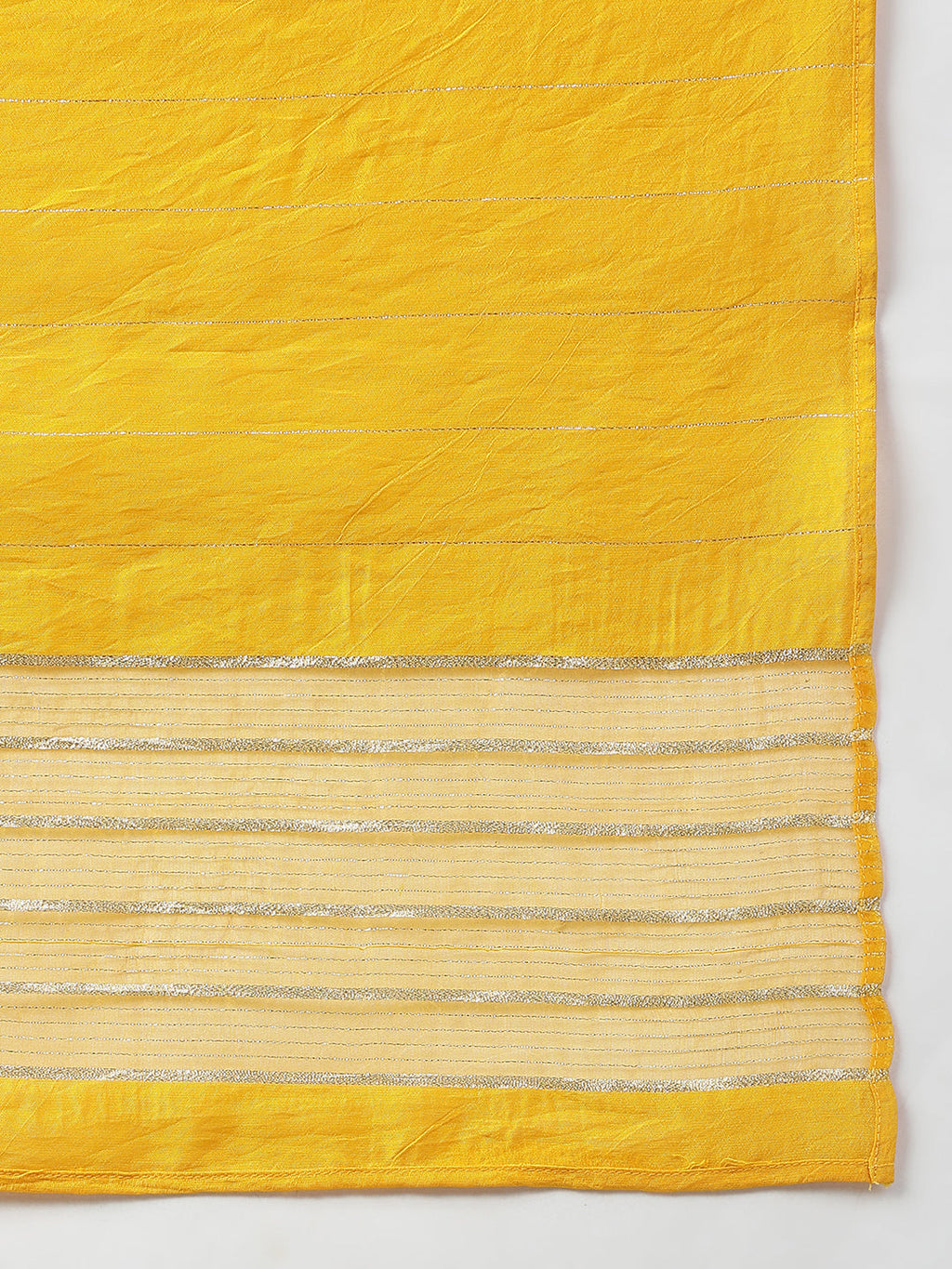 Janasya Women's Yellow Cotton Bandhej Kurta With Pant And Dupatta