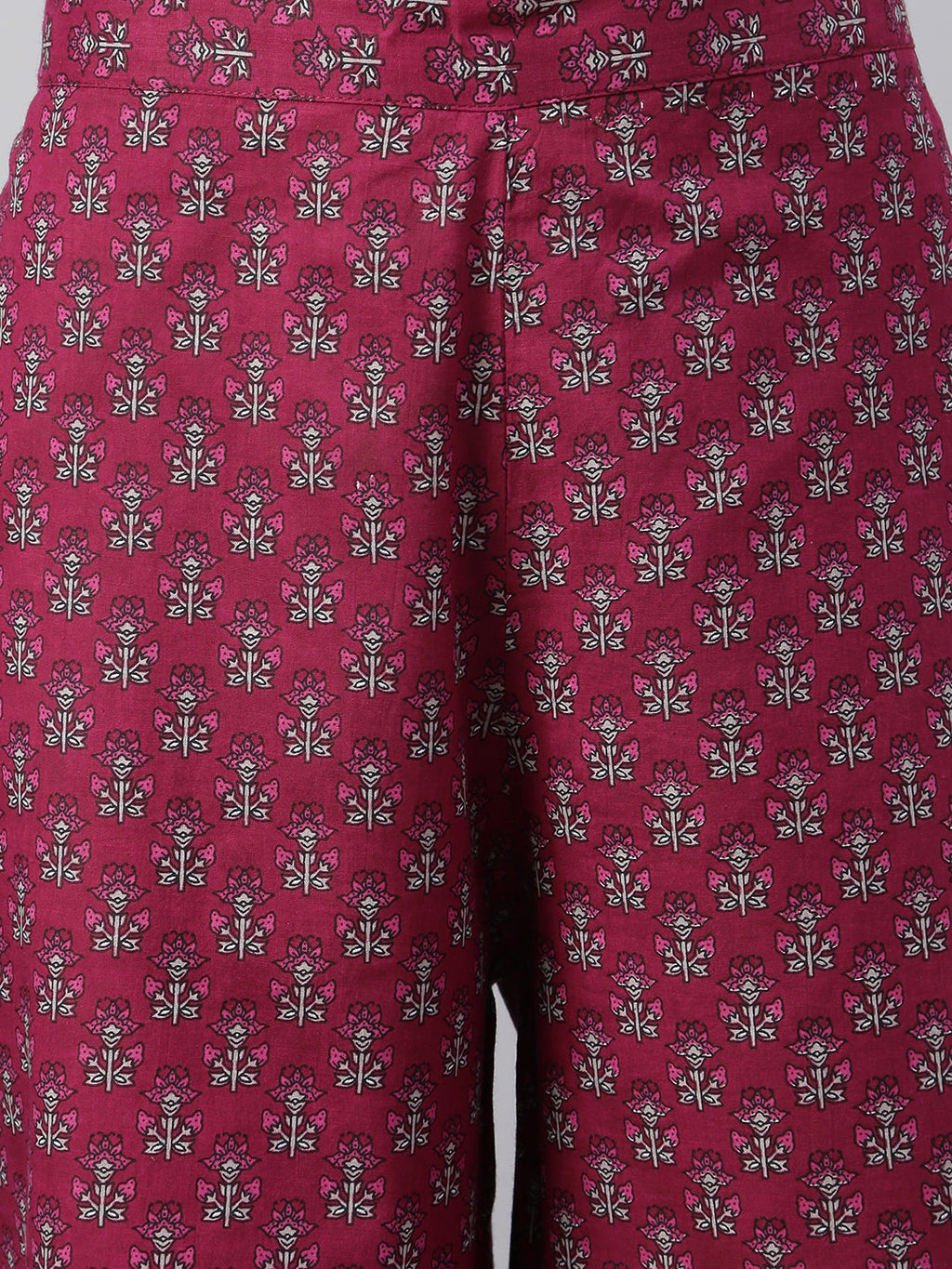 Janasya Women's Wine Cotton Floral Print Kurta With Palazzo And Dupatta