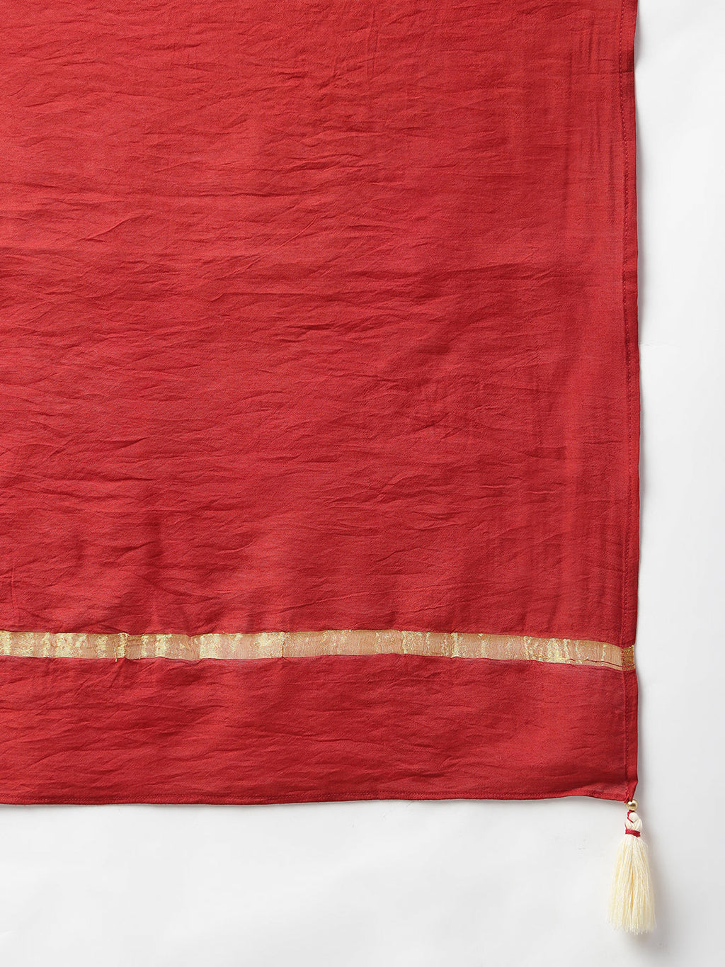 Janasya Women's Beige Chanderi Silk Woven Kurta With Palazzo And Dupatta