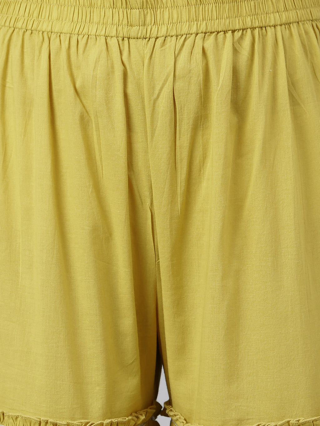 Janasya Women's Yellow Cotton Solid Kurta With Sharara And Dupatta
