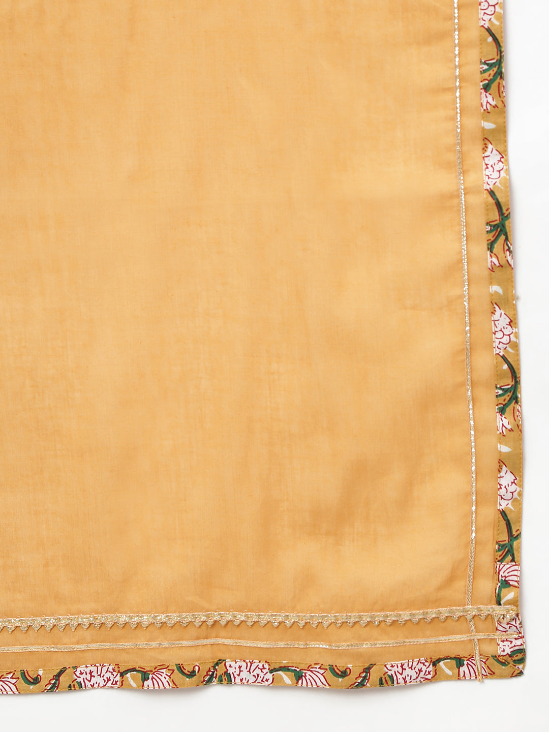 Janasya Women's Light Brown Cotton Floral Print Kurta With Pant And Dupatta