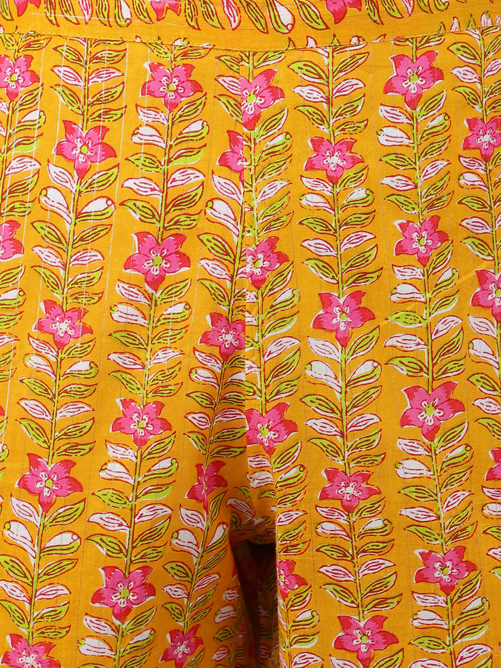Janasya Women's Mustard Cotton Floral Print Kurta With Pant