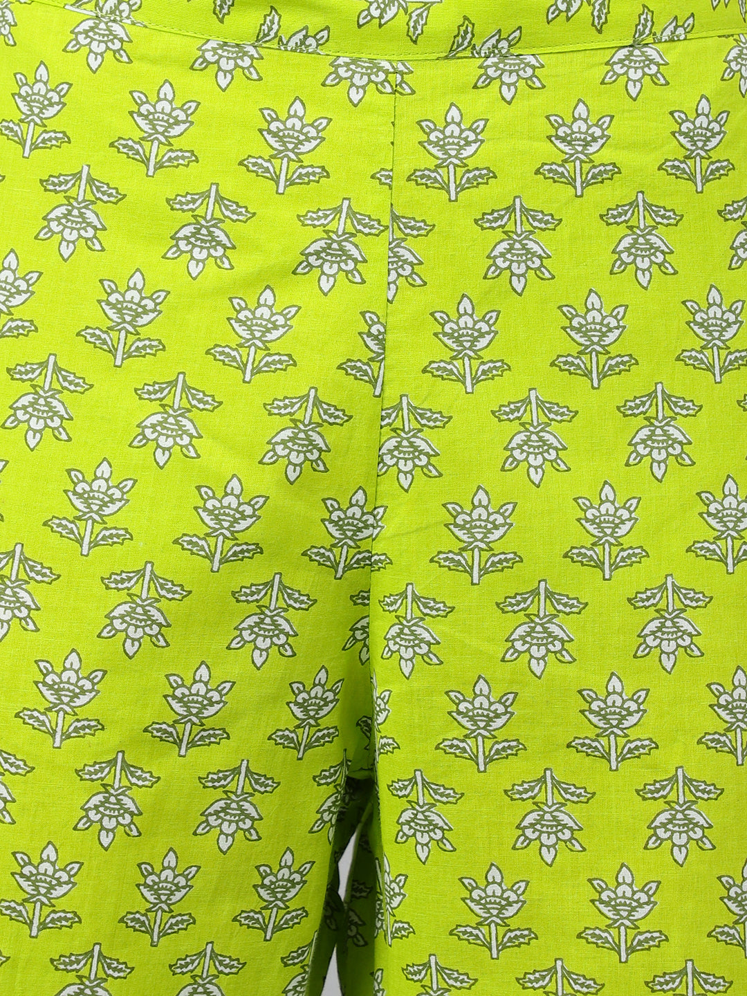Janasya Women's Light Green Cotton Block Print Kurta With Pant