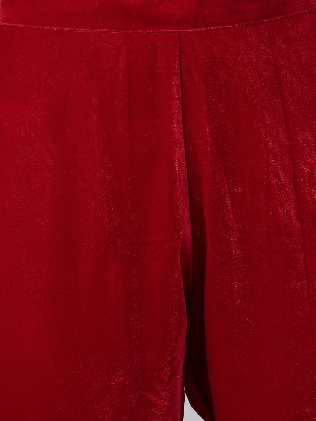 Janasya Women's Maroon Velvet Solid Kurta With Pant And Dupatta