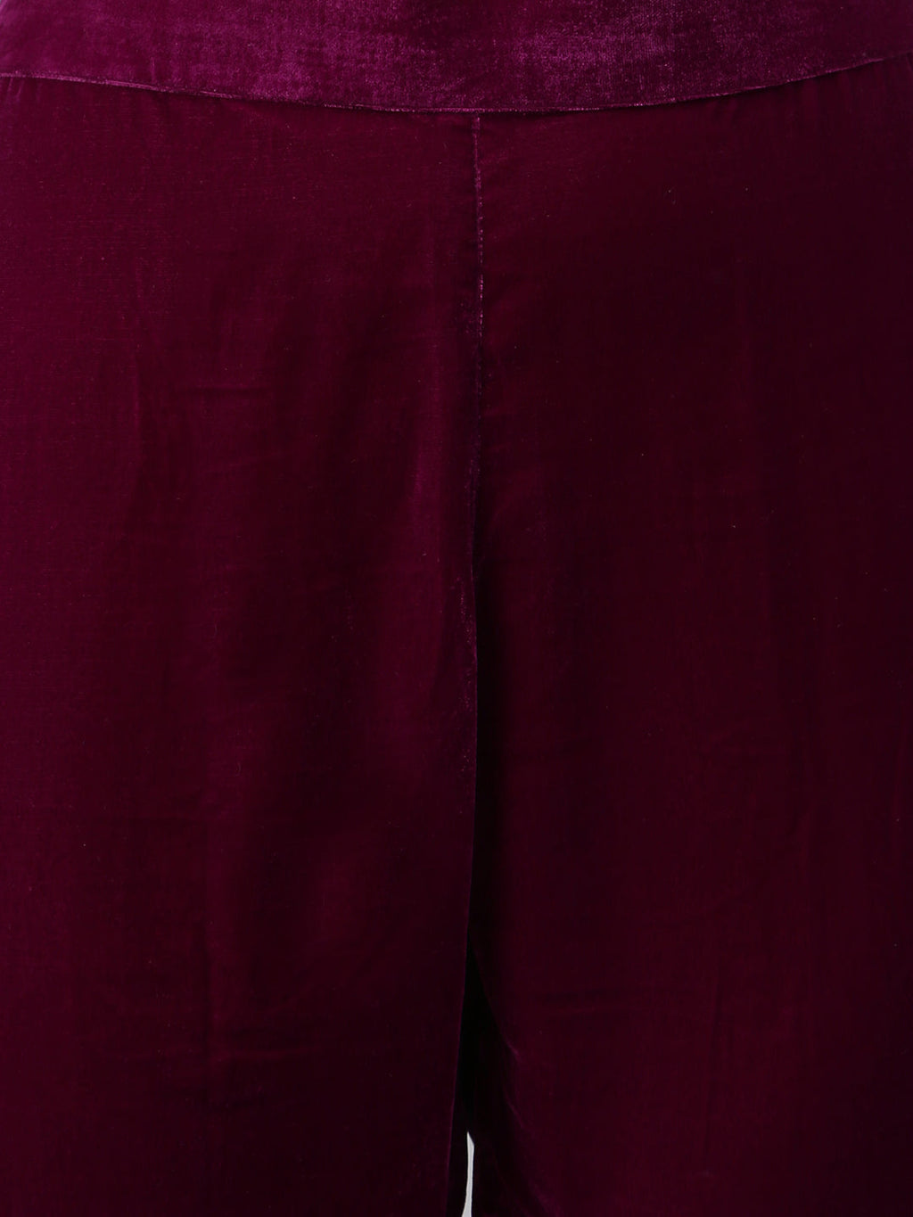 Janasya Women's Purple Velvet Solid Kurta With Pant And Dupatta