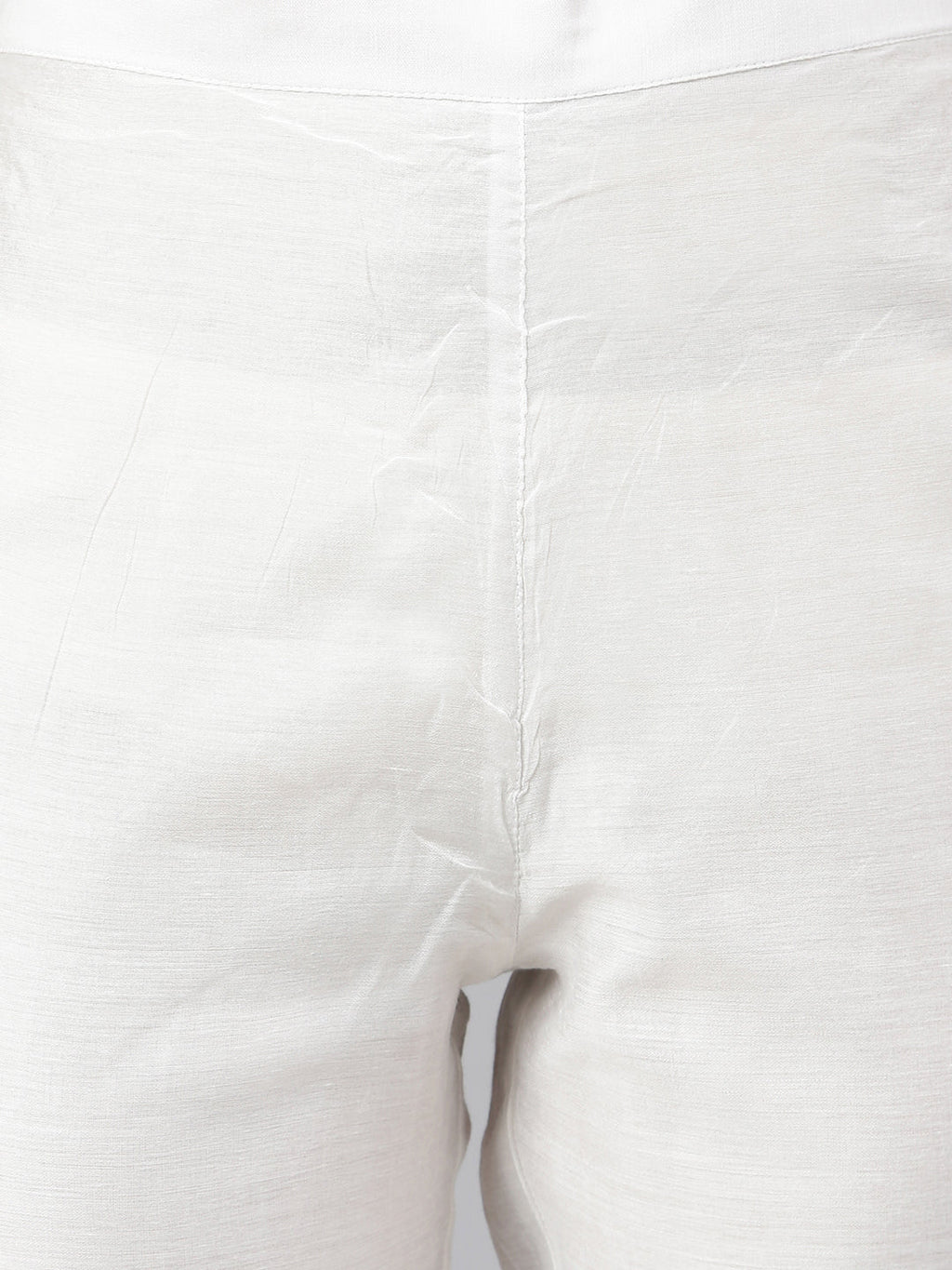 Janasya Women's White Poly Silk Solid Kurta With Pant And Dupatta