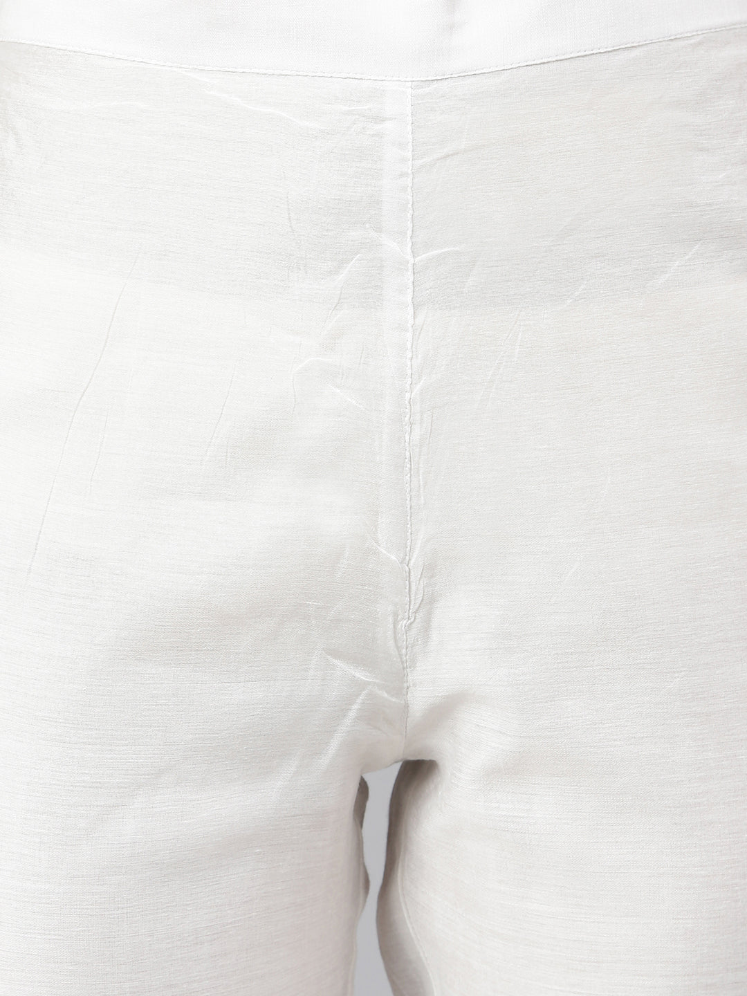 Janasya Women's White Poly Silk Solid Kurta With Pant And Dupatta