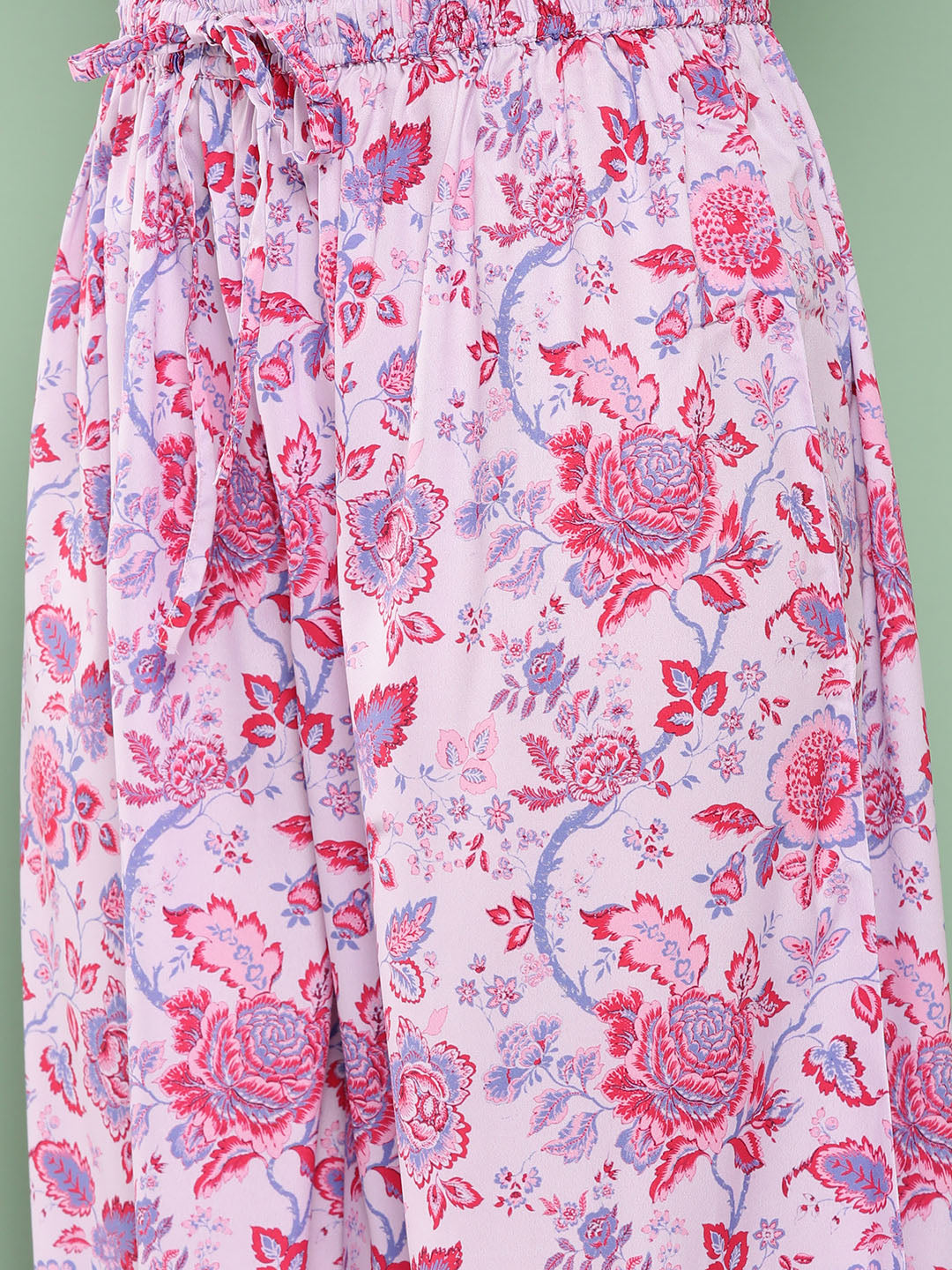 Janasya Women's Lavender Crepe Digital Printed A-line Casual Top Set
