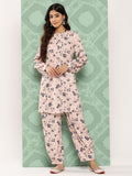 Janasya Women's Light Peach Crepe Digital Printed Straight Casual Kurta Set
