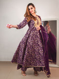 Janasya Violet Cotton Floral Printed Set