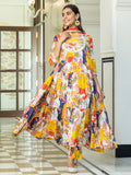 Janasya Women's Multicolor Cotton Embellished Floral Printed Festive Anarkali Kurta Set