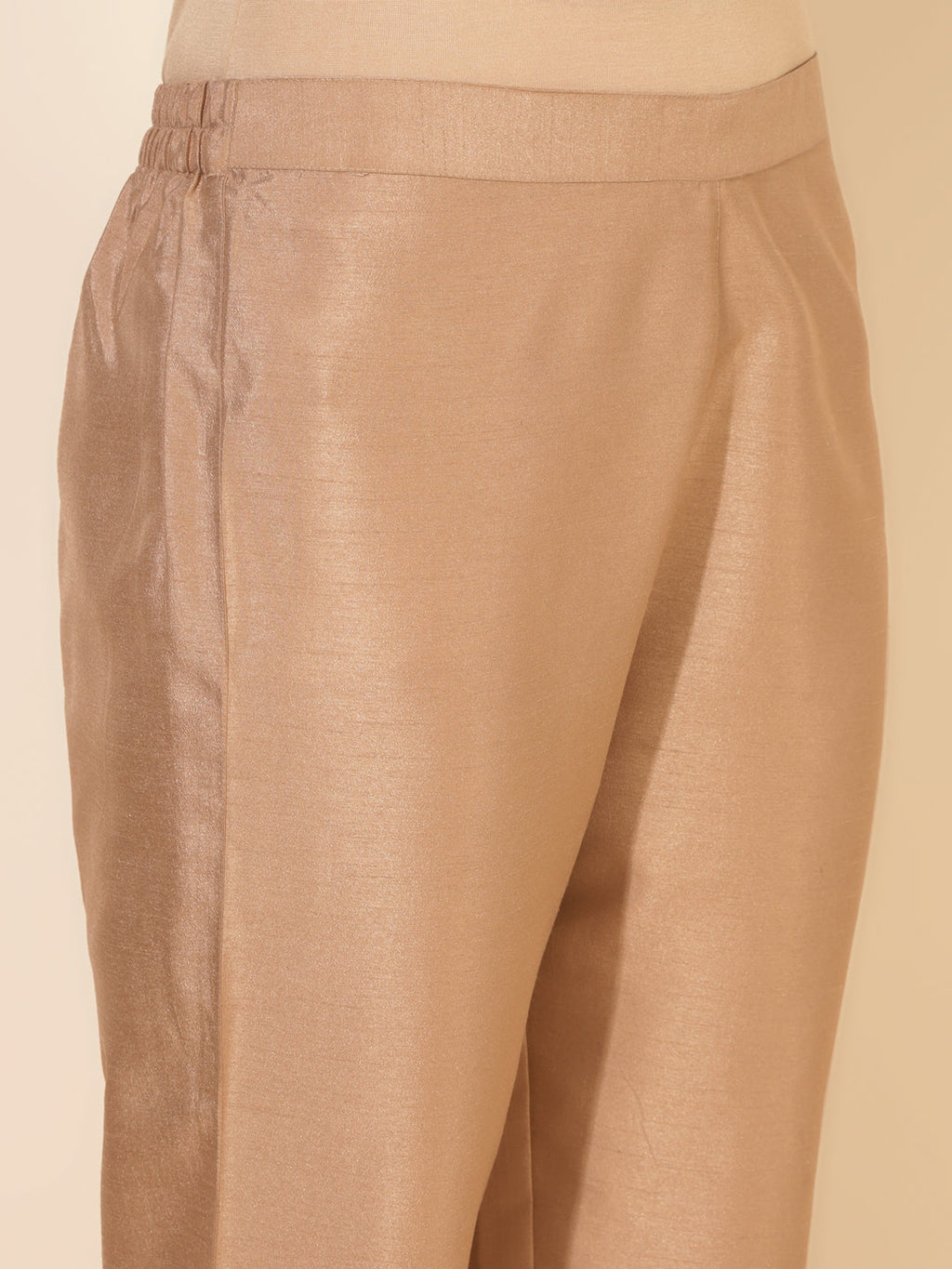 Janasya Beige Crepe Silk Embellished Set