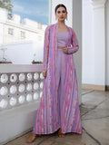 Janasya Lavender Georgette Chevron Regular Co-ord Set