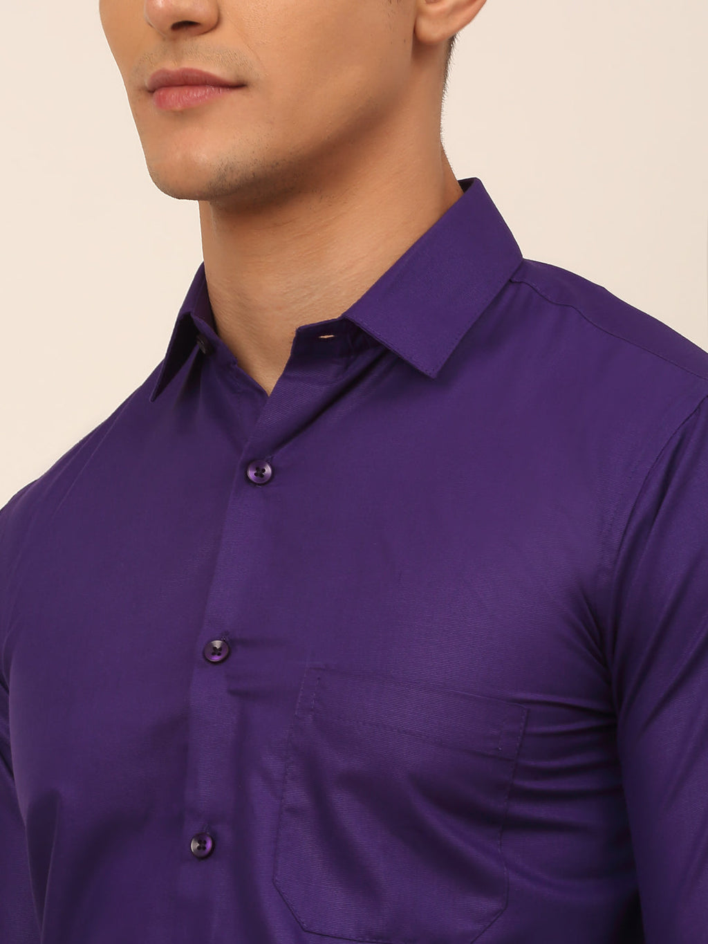 Jainish Men's Purple Formal Solid Shirts