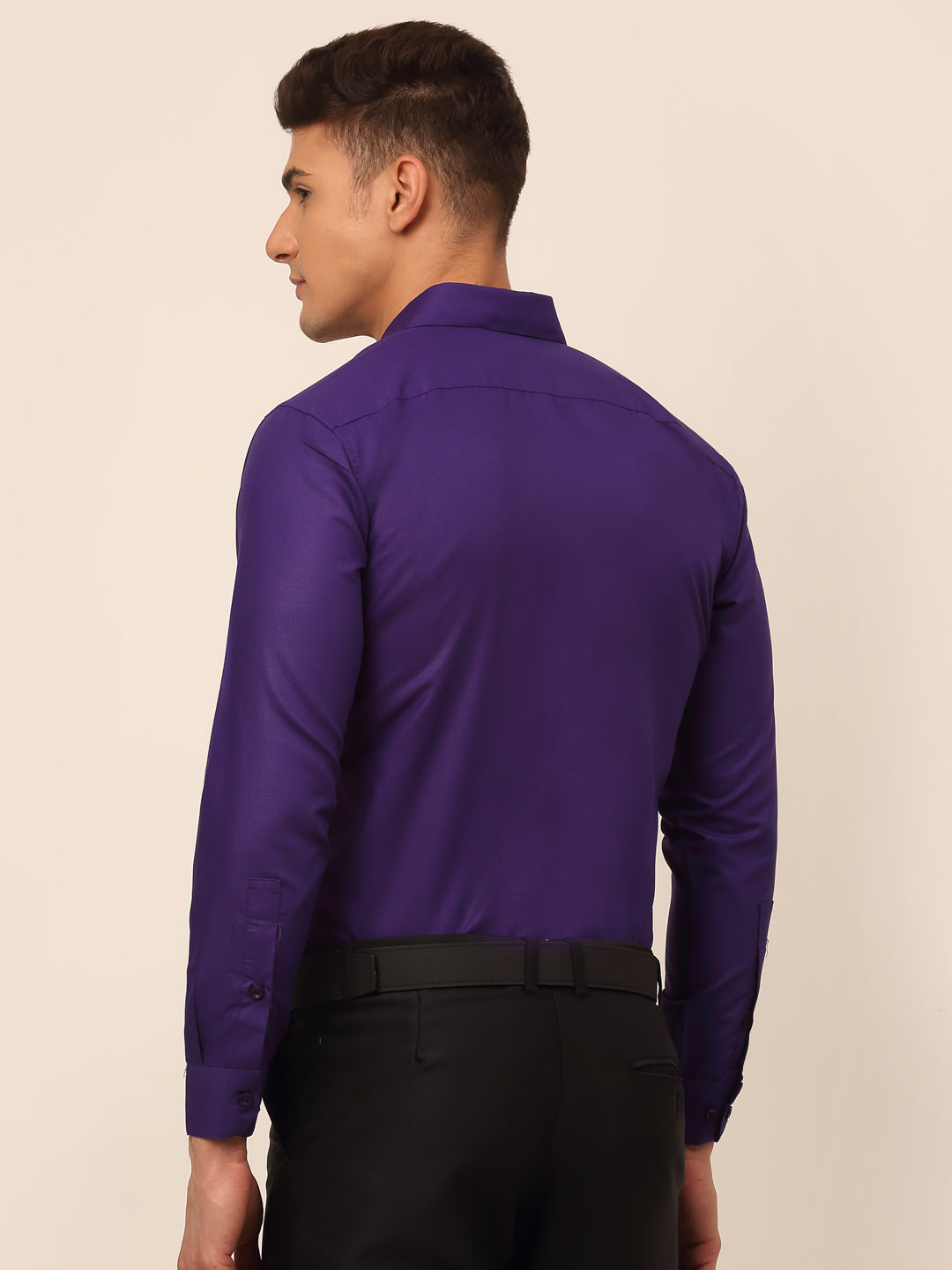 Jainish Men's Purple Formal Solid Shirts