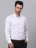 Jainish Men's Cotton Solid Button Down Formal Shirts - White