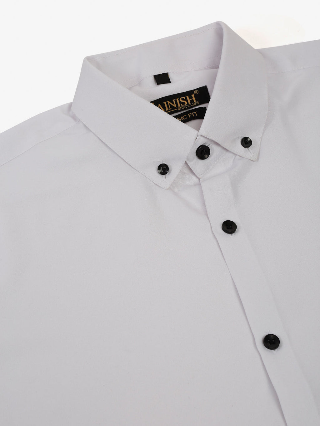 Jainish Men's Cotton Solid Button Down Formal Shirts - White