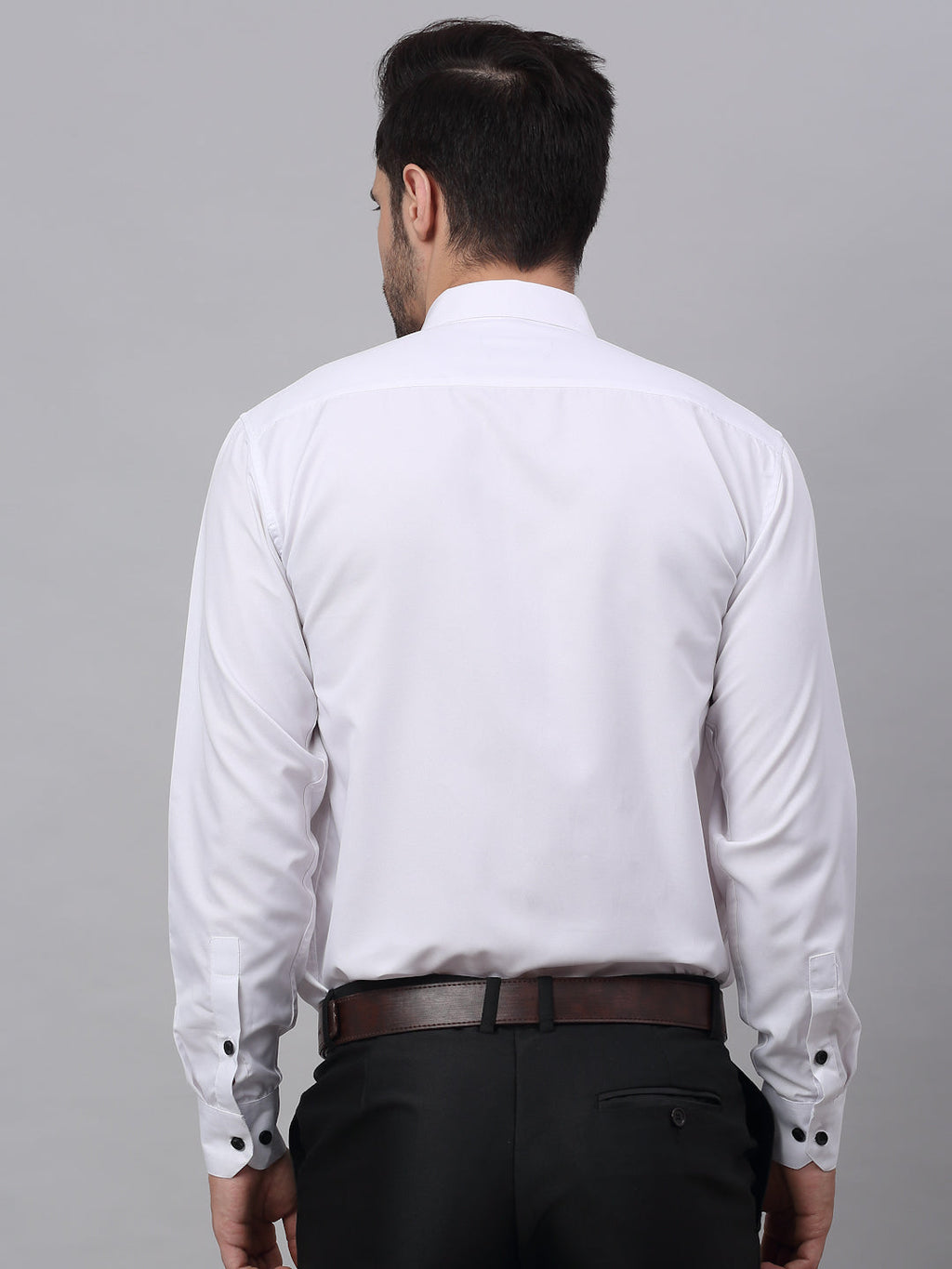 Jainish Men's Cotton Solid Button Down Formal Shirts - White