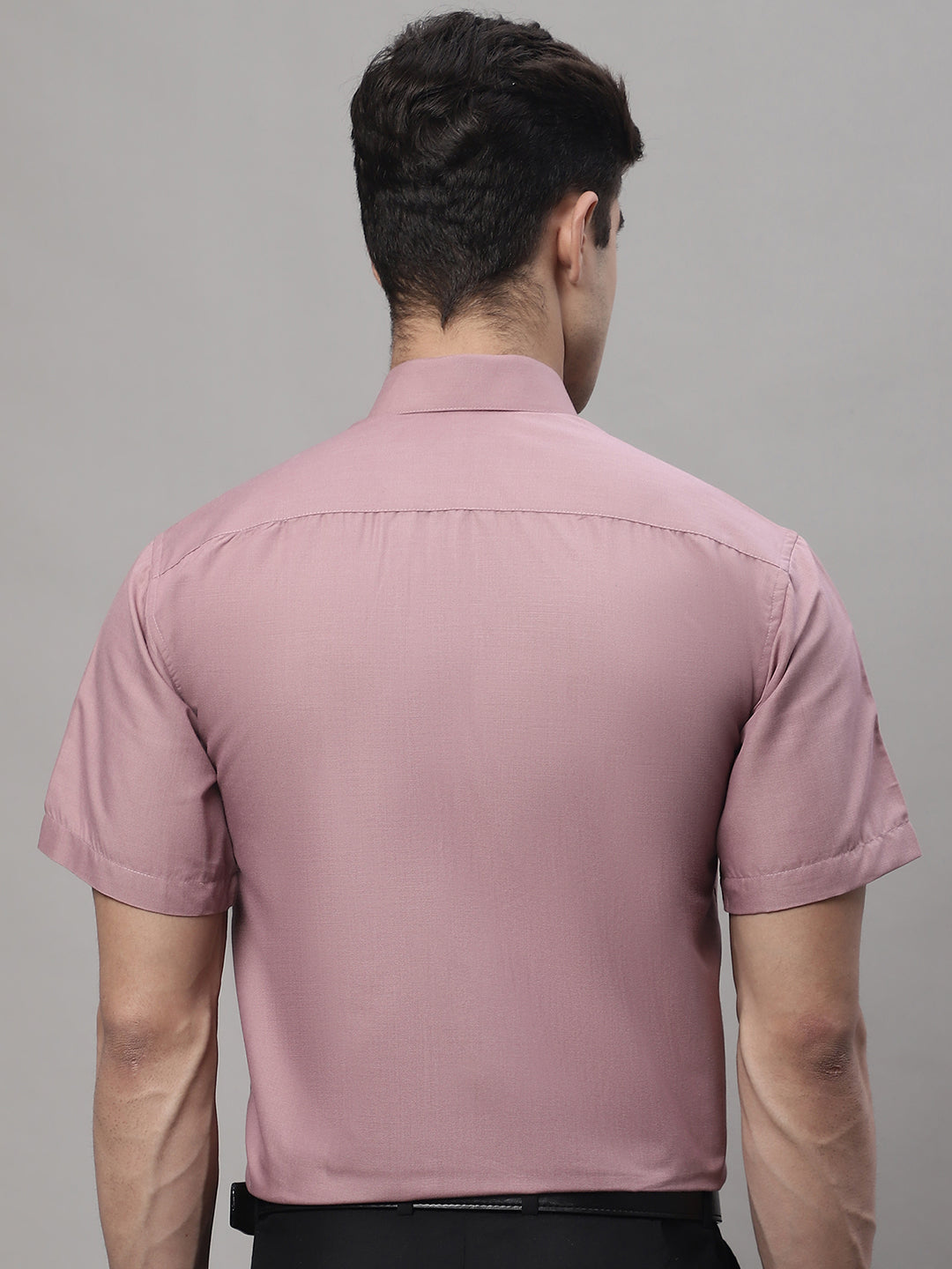 Jainish Men's Cotton Half Sleeves Solid Formal Shirts - Magenta