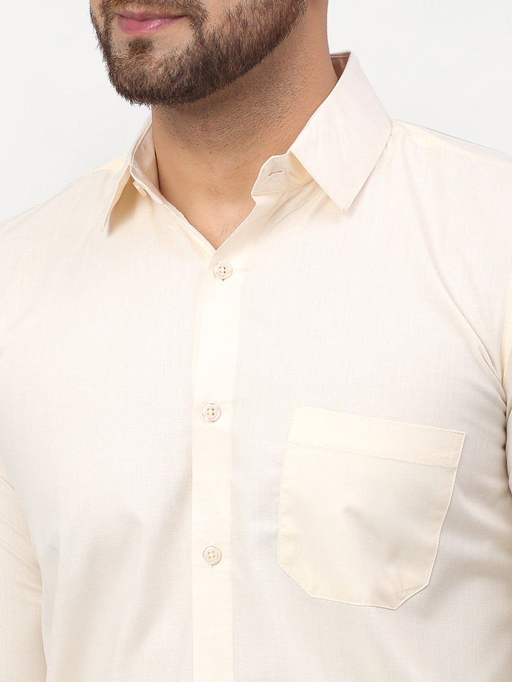 Jainish Men's Solid Formal Shirts - Cream