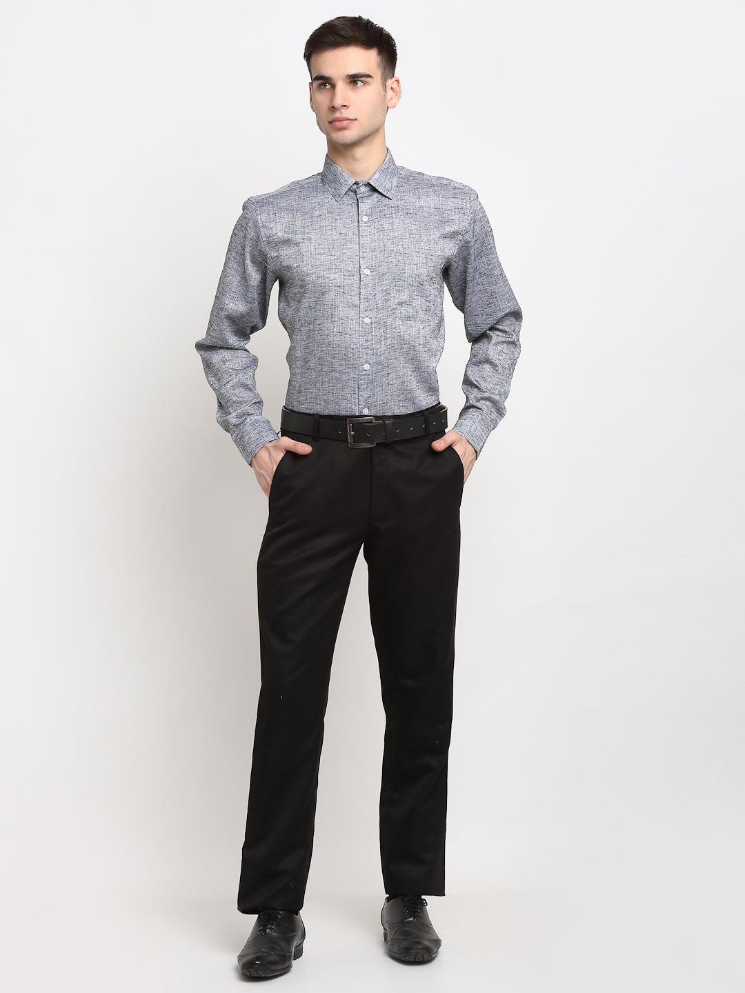 Jainish Grey Men's Solid Cotton Formal Shirt ( SF 782Grey )