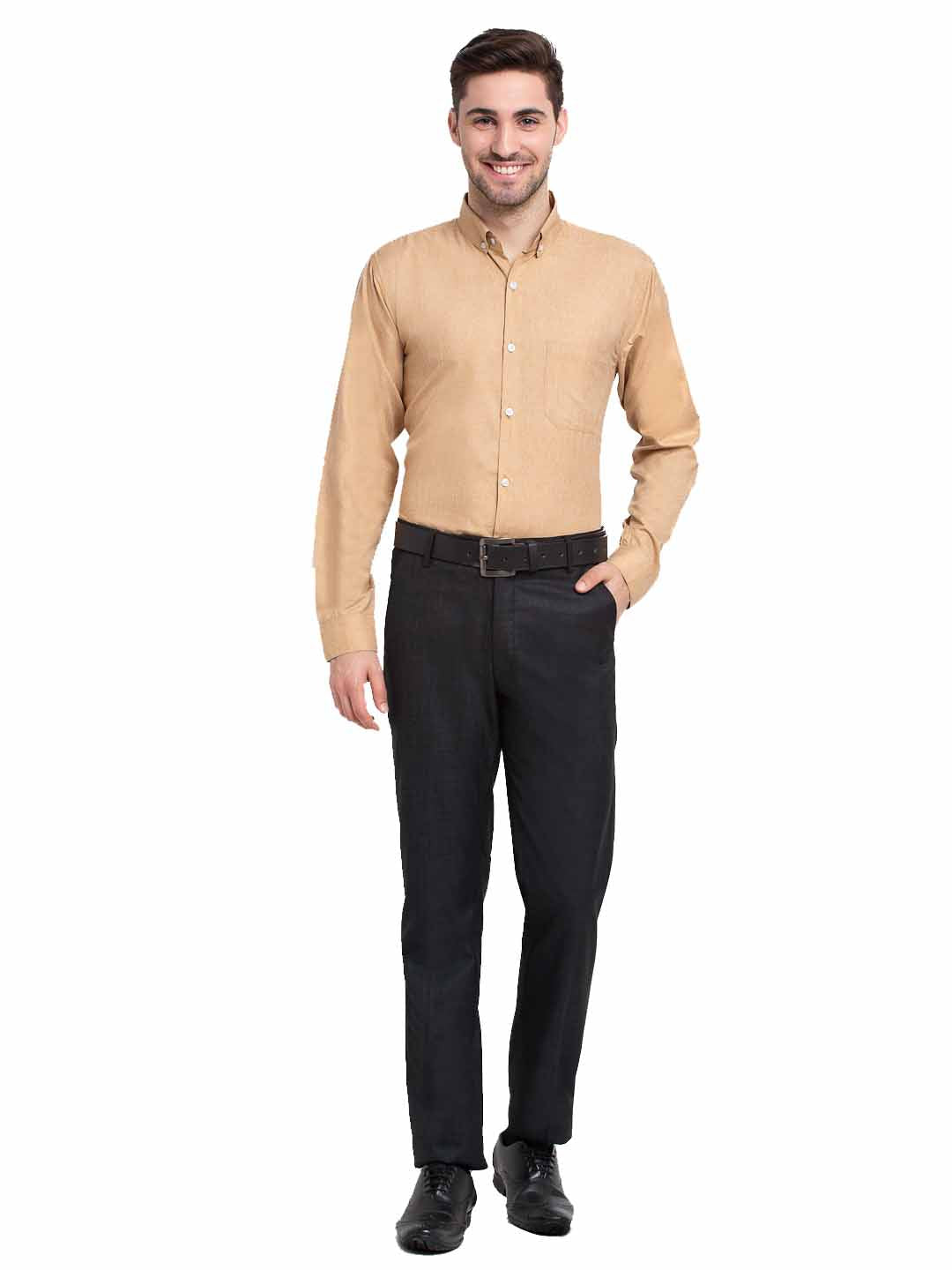 Jainish Beige Men's Button Down Collar Cotton Formal Shirt ( SF 785Beige )