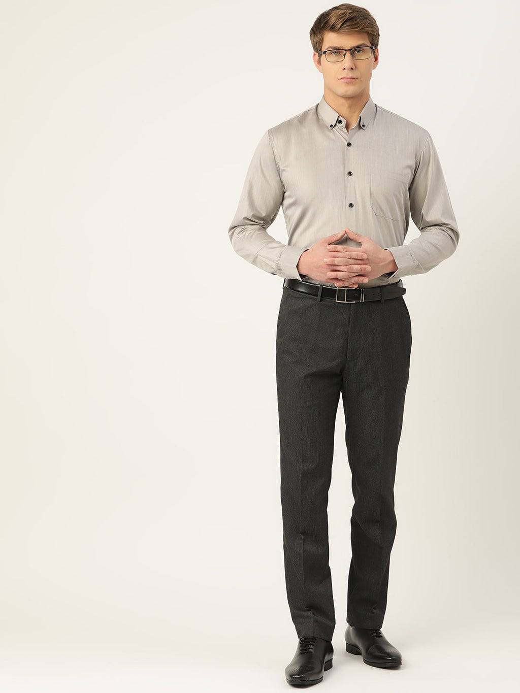 Jainish Men's Solid Formal Cotton Shirt ( SF 792Steel-Grey )