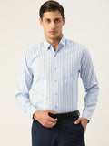 Jainish Men's Cotton Striped Formal Shirts ( SF 795Light-Blue )