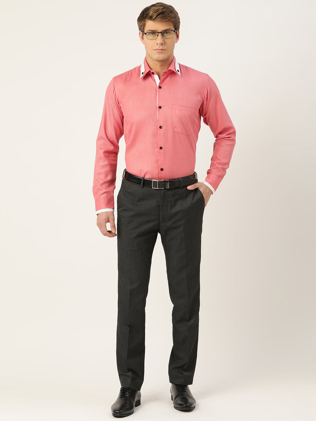 Jainish Men's Cotton Solid Formal Shirts ( SF 796Red )