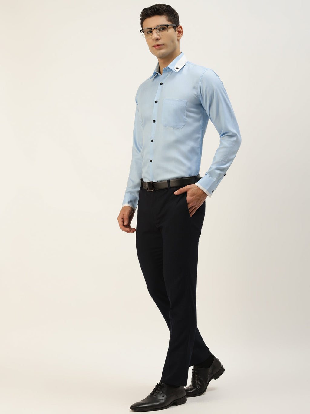 Jainish Men's Cotton Solid Formal Shirts ( SF 796Sky )