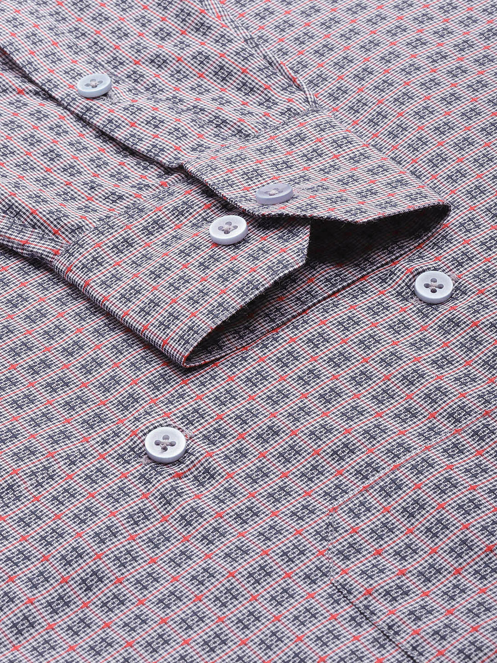 Jainish Men's Cotton Micro Checked Formal Shirts - Grey