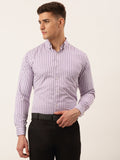 Jainish Men's Cotton Checked Button Down Collar Formal Shirts ( SF 809Purple )