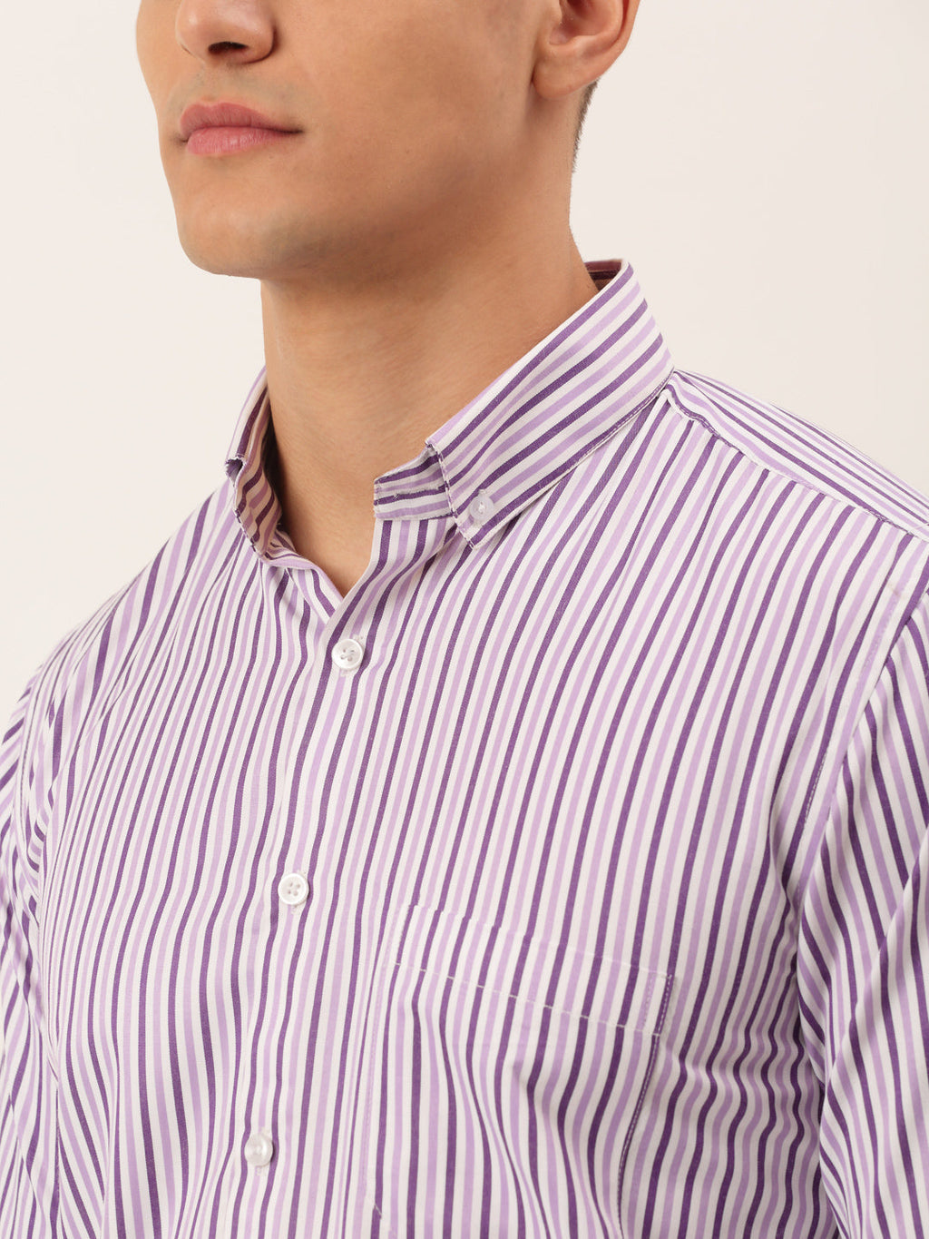 Jainish Men's Cotton Checked Button Down Collar Formal Shirts ( SF 809Purple )