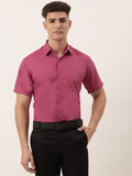 Jainish Men's Cotton Solid Half Sleeve Formal Shirts ( SF 811Pink )