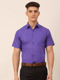 Jainish Men's Cotton Solid Half Sleeves Formal Shirt - Voilet